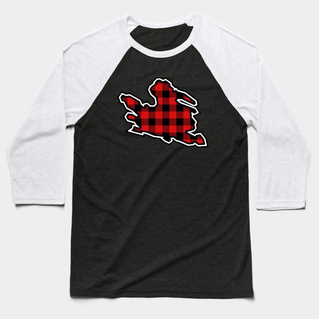 Mayne Island Silhouette in Red and Black Plaid - Simple Pattern - Mayne Island Baseball T-Shirt by Bleeding Red Paint